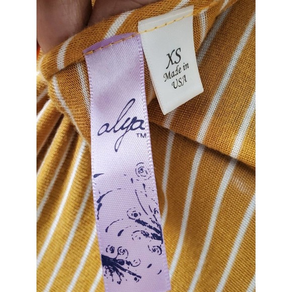 Alya Women's Brown Striped Rayon V-Neck Strappy Long Maxi Dress Size X-Small - Picture 8 of 9